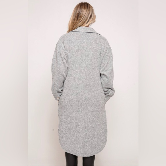 Grey Long Oversized Shacket - Picture 3 of 3